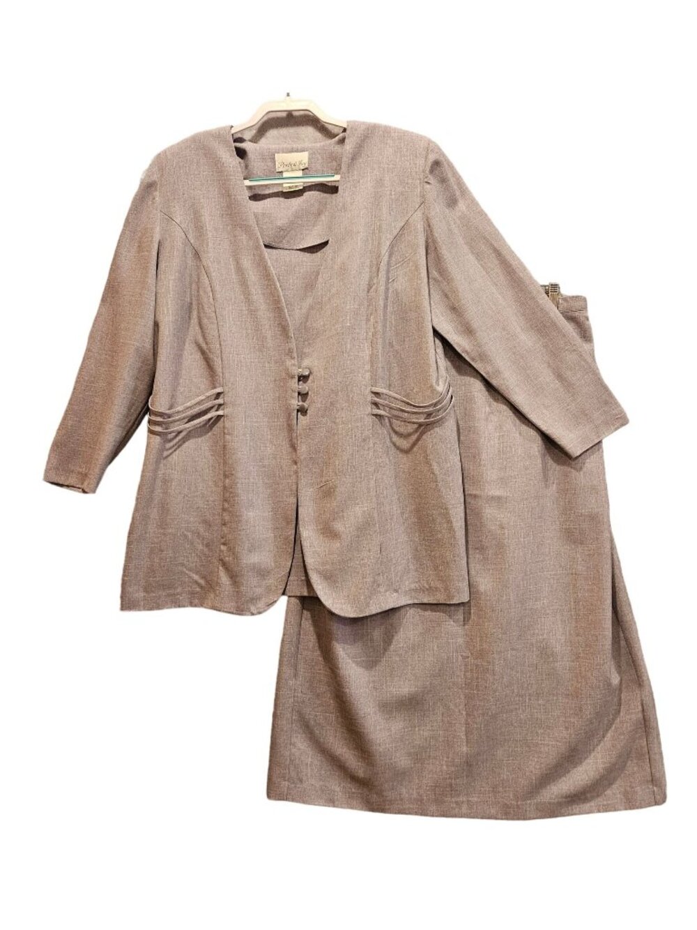 Pride & Joy midi skirt suit Womens 20W grey career formal wedding Party Plus